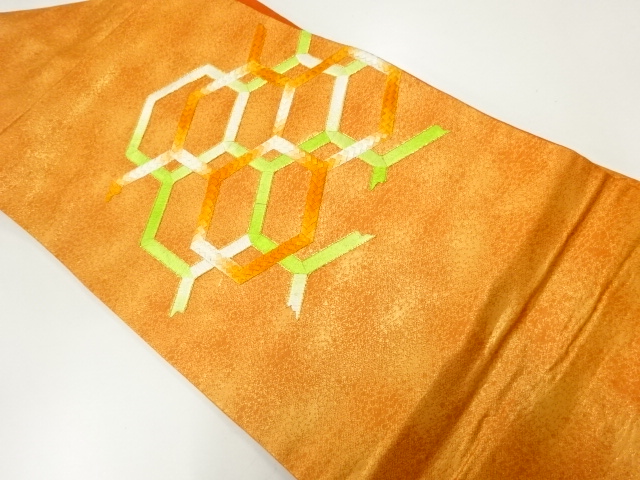 JAPANESE NAGOYA OBI / EMBROIDERY / KIKKO PATTERN